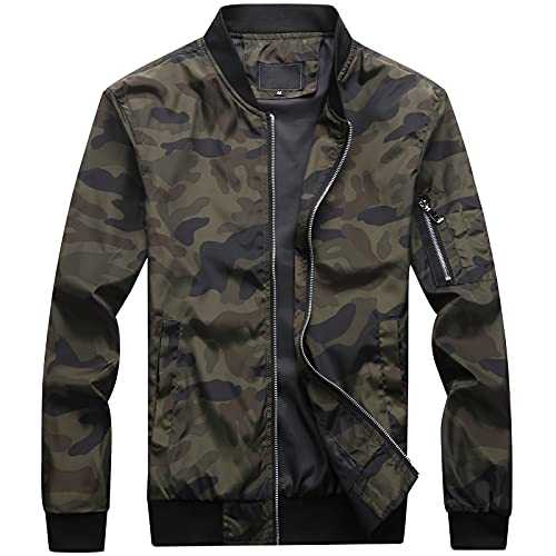 Panegy Men's Casual Classic Bomber Jacket Lightweight Outerwear Baseball Jacket Stand Collar Windbreaker Coat