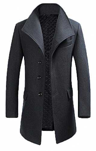 FASHINTY Men's Classical France Style Business Formal Warm Wool Coat #001F1W123