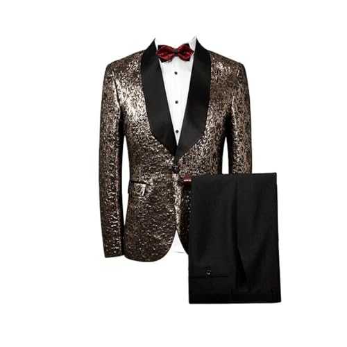 JUZHIJIA Men Suit Slim Fit Black Gold Tuxedo Jacket Mens Stage Wear Designer Prom Suits