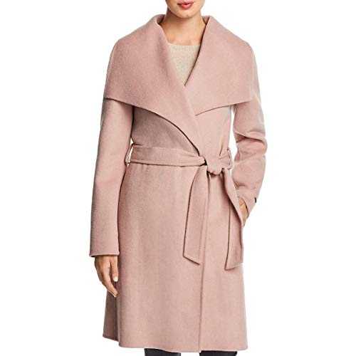 T Tahari Women's Double Face Wool Wrap Coat with Optional Self Tie Belt