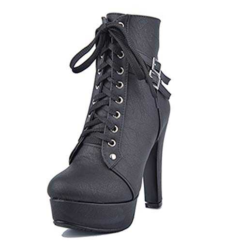 SJJH Women Ankle Boots with High Heel and Thick Platform Sexy Women Fashion Boots with Large Size Available