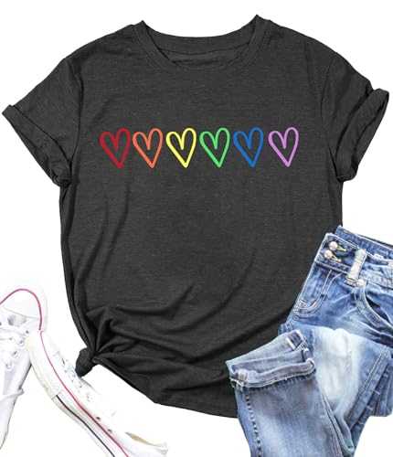 Pride Shirt Women: Rainbow Graphic Tees Love Print T-Shirt LGBT Gay Pride Shirts Casual Short Sleeve Tops