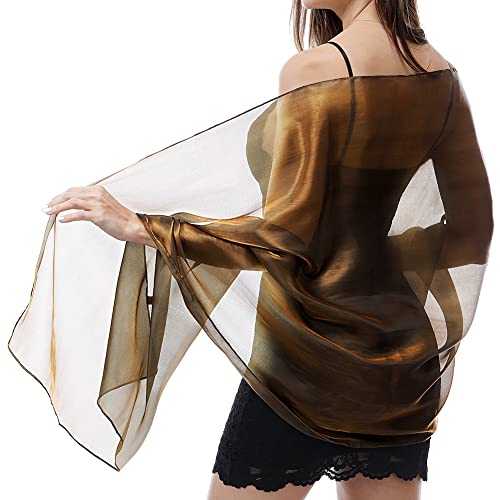 Ladiery Silky Organza Shawls and Wraps for Evening Dresses Women Sheer Shimmer Bridesmaid Formal Party Wedding Shawl