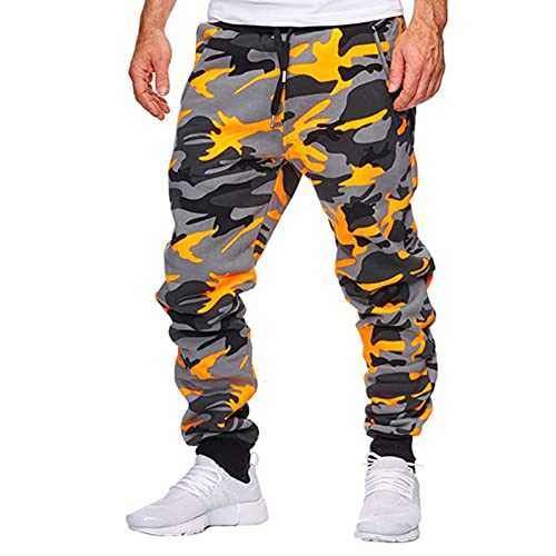 Jogging Bottoms Men Camo Running Sweatpants Drawstring Training Trousers Printed Tracksuit Bottoms Lightweight Casual Pants Comfortable Jogger Outdoor Pants Camouflage Stretch Trousers M-3Xl