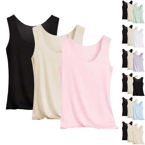 3PC Black Silk Vest Tops U-Neck Summer Tops Plus Size Camisole Basic Vest Shirt Blouses Loose Cami Sport Undershirt Sleeveless T Shirt Beach Home Cami Sihrt
