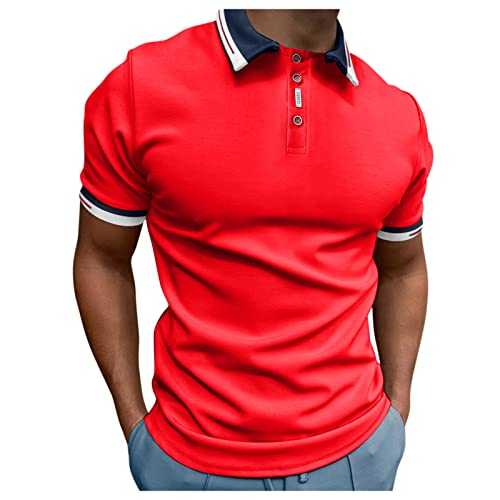 Men's Short Sleeve Polo Shirt Skin-friendly Slim-Fit summer holiday t shirts Printed Summer party V Neck henley shirts for men Fashionable T-shirt polo shirts Independence Day Men's Golf Shirts