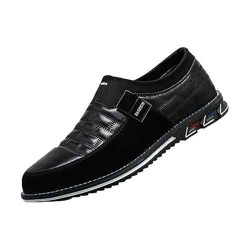 Oxford Shoes Men Leather - Solid Colour Flat Bottom Business Shoes Shoes Soft-Surface Formal Dress Shoes Low Top Shallow Mouth Work Footwear Wide Fitting Wedding Artificial Leather Loafers