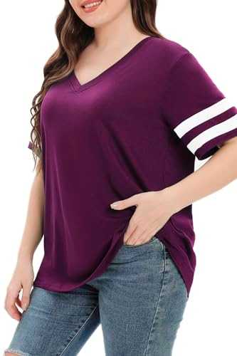 CARROTMOB Womens Plus Size Tops Summer Short Sleeve Casual Loose Tunic V Neck Tee T Shirts 1X-5X