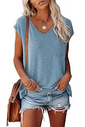 FANGJIN Womens Summer/Autumn Casual Plain T-Shirt Loose Fashion Long/Short Sleeve Tops