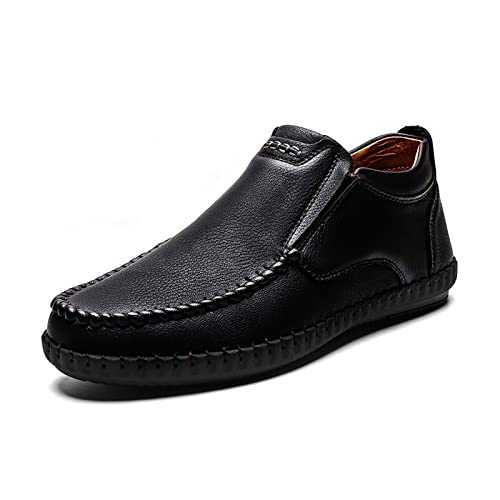 Dacomfy Men's Leather Lightweight Shoes for Mens Leather Loafer Flats Moccasins Formal Business Work Comfort Slip-on Shoes