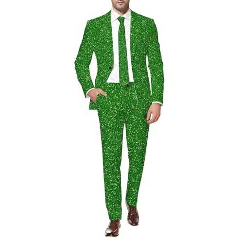 Vhersily 2025 Deals Men's Party Dress, 2 Pieces, Slim Fit, Colorful, Fashion, Casual, with Coat Print, Soft and Comfortable Waistcoat, Button Down Suit Pants