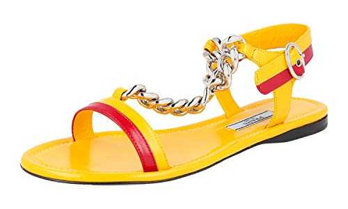 Prada Women's 1X617G G53 F0377 Yellow Leather Sandals UK 5 / EU 38
