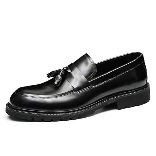 Men's Tassel Comfortable Thick Sole Loafers Slip On Formal Moccasins Casual Leather Dress Shoes