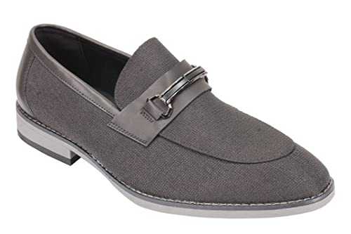 Men's Classic Linen Fabric Loafers Gold Buckle Slip on Summer Smart Casual Shoes
