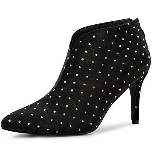 Allegra K Women's V Cutout Pointed Toe Heel Ankle Boots