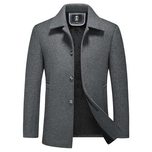 KUDORO Mens Wool Coat Trench Coat Winter Thick Padded Jacket Peacoat Outwear