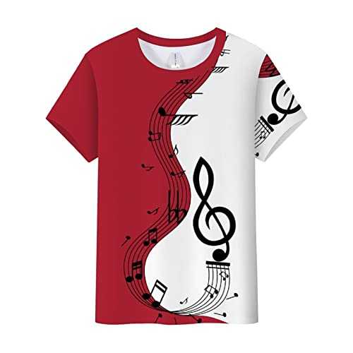 Cocila T Shirts for Women UK Vintage Musical Note Print Tees T Shirt Gift Shirt Top Round Neck Short Sleeve Striped Soft Summer Tops for Women Basic Tunic Blouse for Ladies