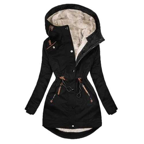 Winter Coats for Women UK Sale Clearance Thick Fleece Lined Jacket Warm Hooded Parka Jackets Fuzzy Sherpa Outerwear Teddy Bear Coat Ladies Casual Puffer Coats Fur Long Coat Waterproof Padded Jackets