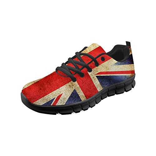 HUGS IDEA British Flag Pattern Men Running Sneakers Lightweight Walking Shoes