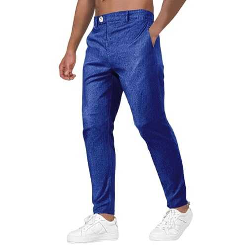 LinRim Chino Trousers Men's Stylish Slim Fit Suit Trousers Plain Chino Trousers Elegant Comfortable Fabric Trousers Skinny Work Trousers Comfortable Practical Men's Trousers for Business and Leisure