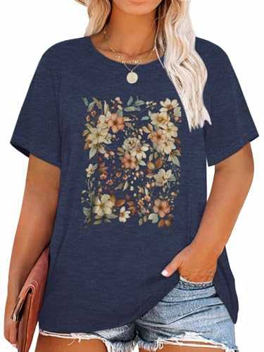 HDLTE Plus Size Tshirts for Women – Oversized Graphic Tees Short Sleeve Crewneck Cute Casual Tops Loose Summer Outfit 2025