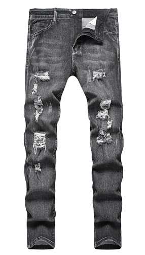 Woskrge Men's Ripped Skinny Stretch Destroyed Distressed Fashion Jeans Denim Pants