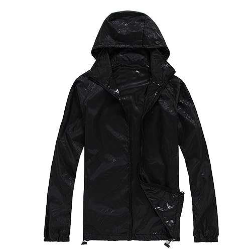 HOOUDO Rain Coats for Women Lightweight Waterproof Jacket Packable Hooded Raincoat Outdoor Running Rain Jacket Ladies Zip Up Windbreak Sun Protection Quick Dry Jackets