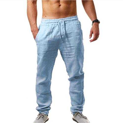 Men's Spring and Summer Trousers Casual All Colour Matching Cotton Linen Loose Trousers Fashion Beach Trousers Checked Suit Trousers Men