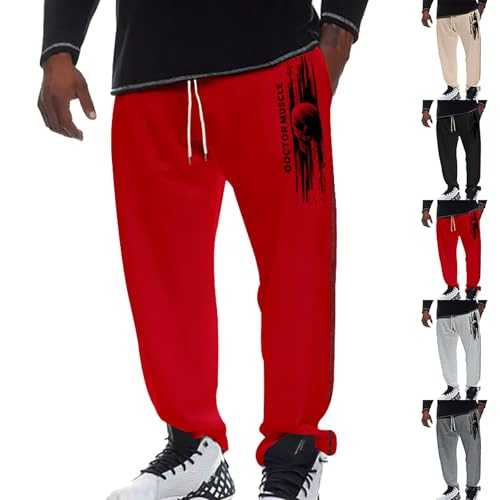 Tracksuit Bottoms Men Elasticated Waist Trousers for Men Loose Straight Flex & Breathable Joggers for Men UK Mens Activewear Sweatpants Stretch Cargo Trousers Hip Hop Stylish Comfortable