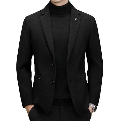 FWSHANGMAO Men's Herringbone Blazers Casual Sports Jackets Tweed Jackets for Men Wool Coat Winter Trench Coat Peacoat Suit Jackets Sport Coat Jacket Fall Winter Overcoat