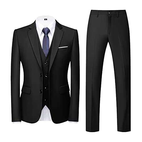 Allthemen Mens Suits 3 Piece Regular Fit Formal Dress Suit Two Buttons Business Suit Jacket Trousers