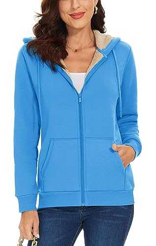 TACVASEN Women's Zip Up Hoodies Winter Fleece Lined Warm Coats Casual Fluffer Lightweight Sweatshirt Jacket with Pockets