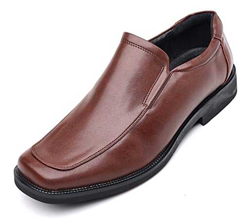 DADAWEN Men's Leather Loafers Slip on Business Formal Oxfords Dress Shoes