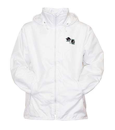 Sians Fashions Mens Bowling Jacket Fully Fleece Lined Waterproof Hoodded Jackets Detachable Hood White with Bowls Bowlers Embroidered Logo