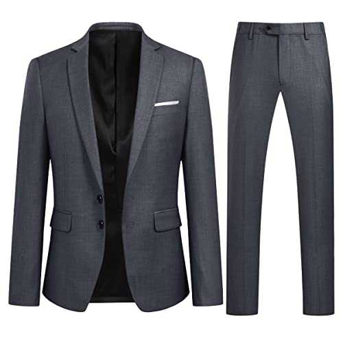 YOUTHUP Mens Suit Slim Fit 2 Piece Formal Business Suits Blazer and Trousers Several Colors Available