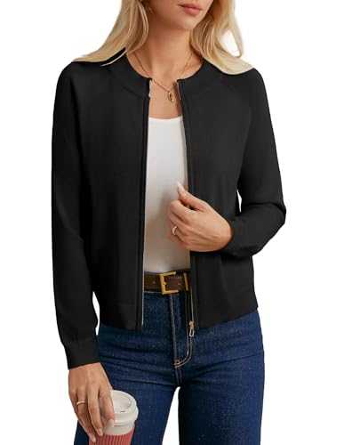 GRACE KARIN Women's Cardigan Zip Up Casual Knited Jacket Lightweight Sweater with Pockets