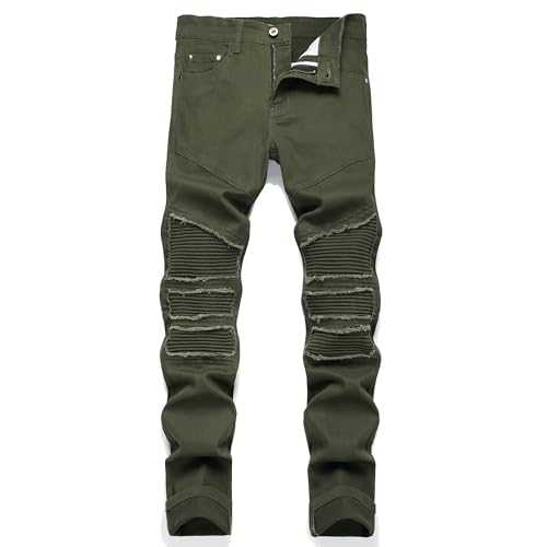 RXXKKK Men's Classic Zipper Biker Regular Fit Flex Jean