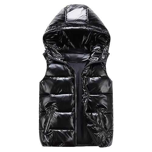 Zeiayuas Women's Puffer Vest Winter Quilted Warm Padded Gilet Sleeveless Puffy Outwear Padded Gilets with Hooded Pockets Body Warmer Down Coat Windproof Waterproof Lightweight Vests Ladies
