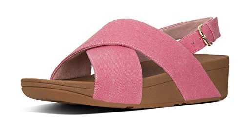 Women Lulu Cross Back-Strap Shimmer Open Toe Sandals