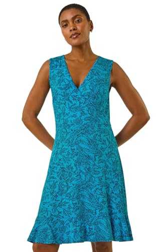 Roman Originals Spot Print Wrap Dress for Women UK - Ladies Everyday Holiday Spring Summer V-Neckline Comfy Soft Evening Vacation Work Party