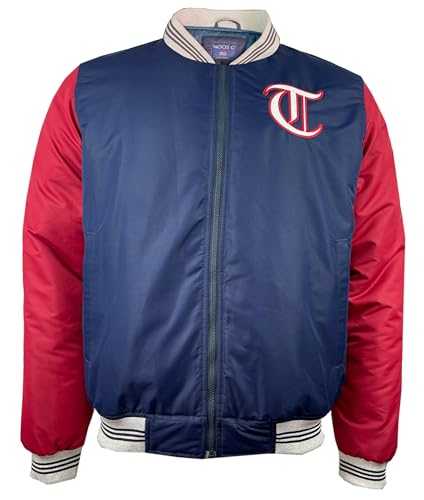 WBASIC Navy & Red combination Mens Versity Bomber Jacket with Embriodery on Front, Back & sleeve
