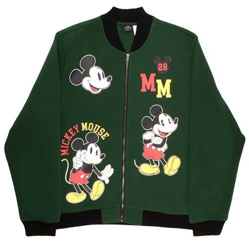 Disney Mickey Mouse Varsity Bomber Jackets for Men Mickey Mouse Graphic Print Lightweight Varsity Jackets Casual Coats