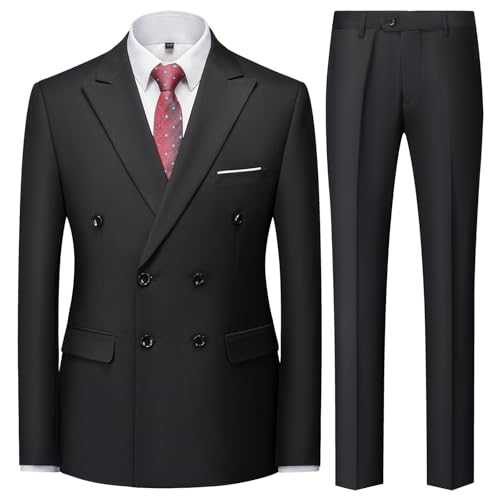 Mens 2 Piece Slim Fit Suit Casual Business Wedding Dinner Tuxedo for Men Classic Blazer Trousers Set