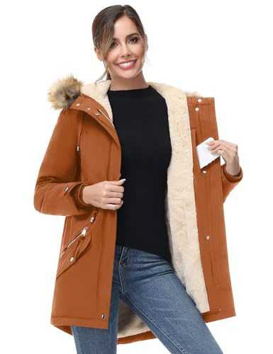 ANOTHER CHOICE Women Winter Parka Coat, Windproof Women Winter Coat Fleece Lined Long Parka with Faux-Fur Hood