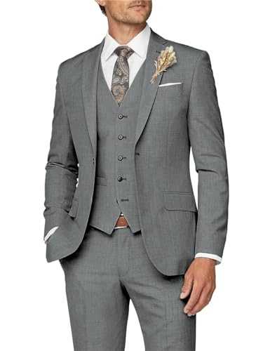 3 Piece Men's Solid Suit Slim Fit Suits for Wedding One Button Blazer Single Breasted Classic Fit Groom Suit for Bride