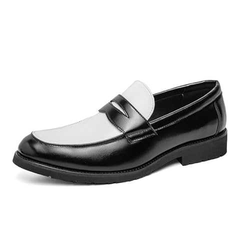 New Men's Loafers Round Toe Vegan Leather Two Tone Penny Loafers Slip Resistant Flexible Anti-Slip Outdoor Slip-ons