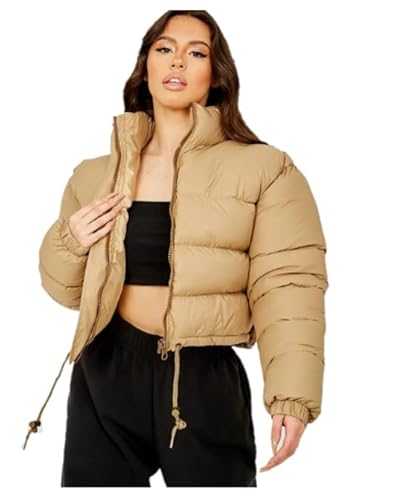 kraftd Womens Cropped Puffer Jacket Ladies Winter Coat Zip Up Warm Short Jackets