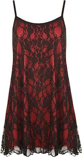 Womens Plus Size Lace Chiffon Sheer Lined Strappy Sleeveless Swing Vest 12-30