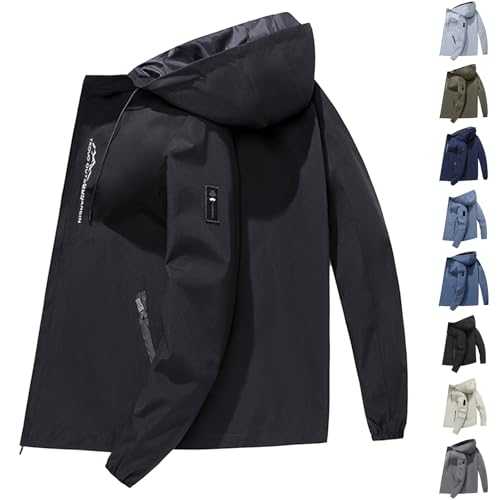 Men's Autumn And Winter Thin Long-Sleeved Hooded Jacket Jacket Men Casual Top Jacket Fashion Coat Long Sleeve Pockets Coats Hooded Handsome Cool Blouse Jacket Winter Work Gear for Men