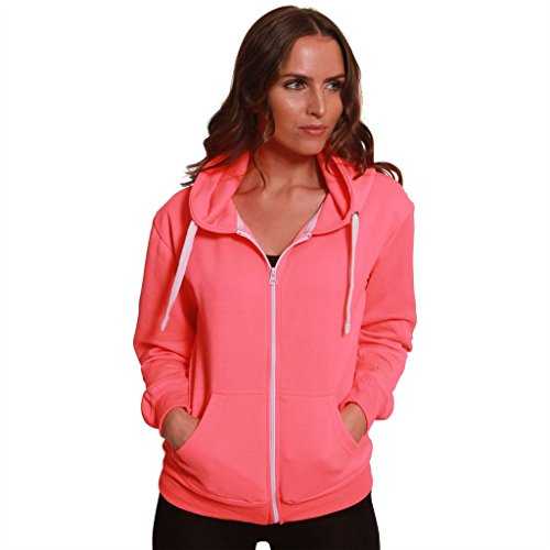 H&F Girls Women Ladies Plain Full Sleeve 2 Pocket Zip Up Plus Size Fleece Hoodie Jacket Cardigan Winter Top Plus Size XL XXL XXXL 8-22 ** 21 Colors **